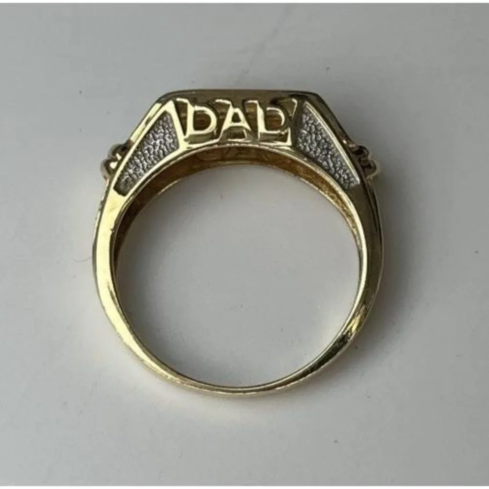 Mens Diamond Ring 10K Yellow Gold DAD Accent Size 9.5‎ Father Birthday 4 Grams